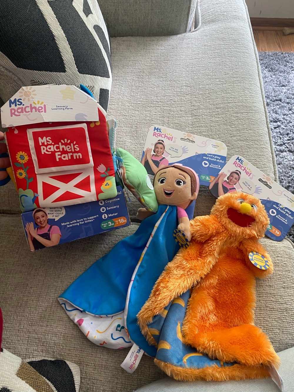 Ms. Rachel Plush Farm Barn Set with Blue Comfort Doll and Orange Fuzzy Friend